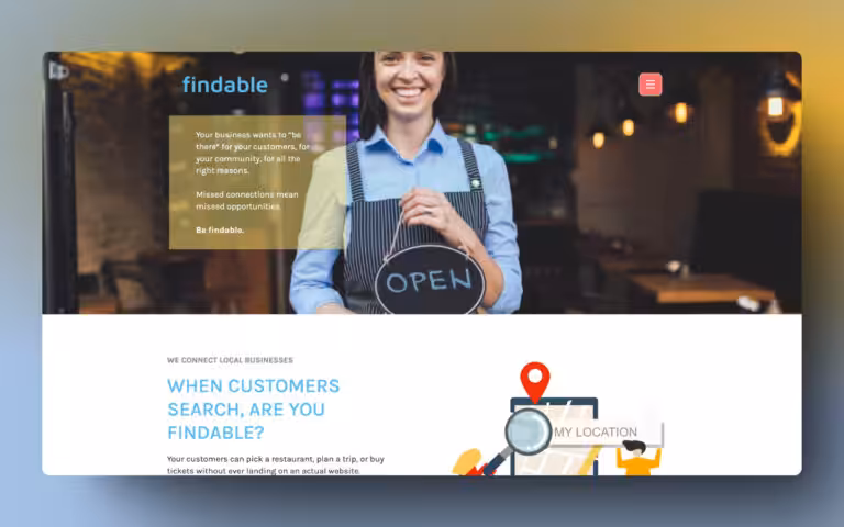 Screenshot of the Findable homepage, designed by Pitch Black, built and developed by WinuSoft using Breakdance Builder. WinuSoft | Breakdance Builder Developer & Top UK Web Development Company