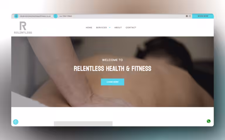 Screenshot of the Relentless Health and Fitness website, designed and developed by WinuSoft using Oxygen Builder. - WinuSoft | Oxygen Builder Developer & Top UK Web Development Company