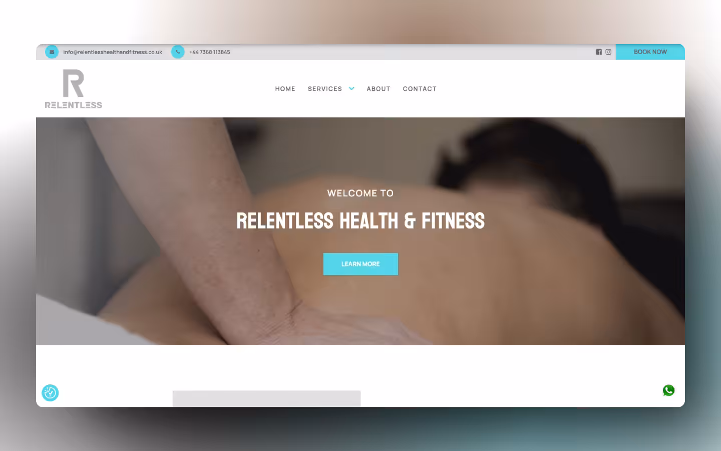 Screenshot of the Relentless Health and Fitness website, designed and developed by WinuSoft using Oxygen Builder. - WinuSoft | Oxygen Builder Developer & Top UK Web Development Company