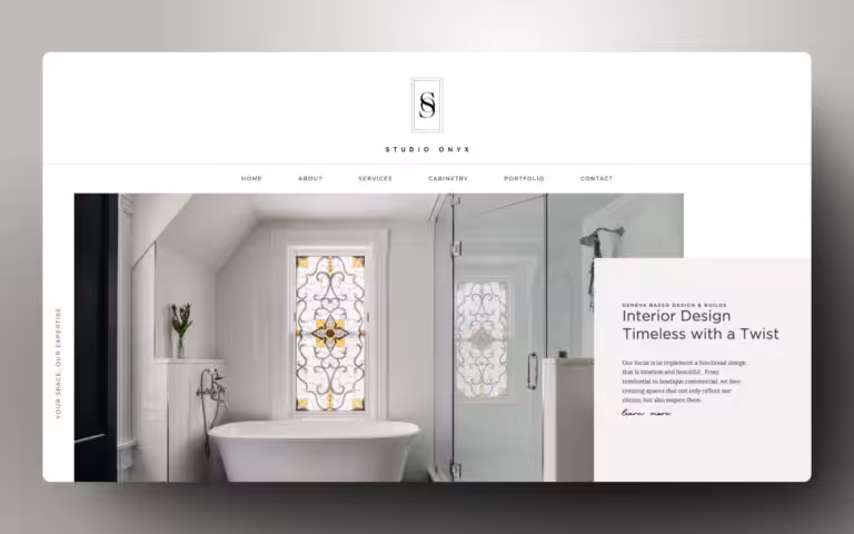 Screenshot of the Studio Onyx homepage, designed by Addelise, built and developed by WinuSoft using Oxygen Builder. - WinuSoft | Oxygen Builder Developer & Top UK Web Development Company
