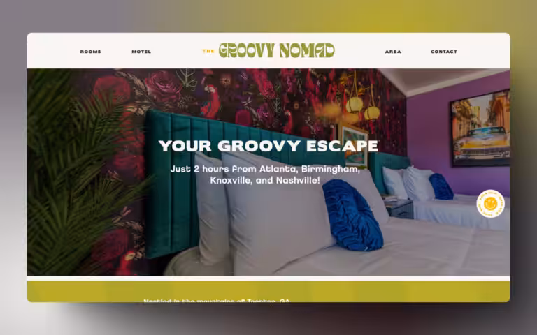 Screenshot of the Groovy Nomad homepage, designed by Addelise, built and developed by WinuSoft using Oxygen Builder. - WinuSoft | Oxygen Builder Developer & Top UK Web Development Company
