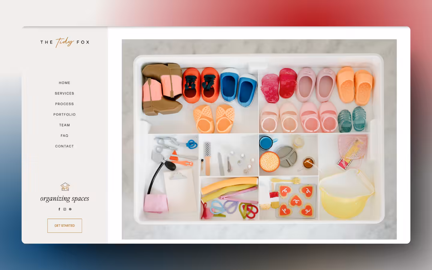 Screenshot of the The Tidy Fox homepage, designed by Addelise, built and developed by WinuSoft using Breakdance Builder. - WinuSoft | Breakdance Builder Developer & Top UK Web Development Company