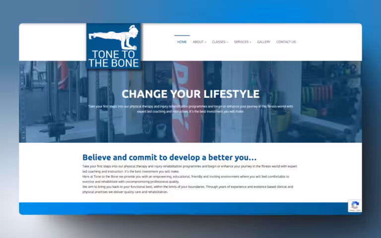 Screenshot of the Tone to the Bone homepage, built using Oxygen Builder. - WinuSoft | Oxygen Builder Developer & Top UK Web Development Company
