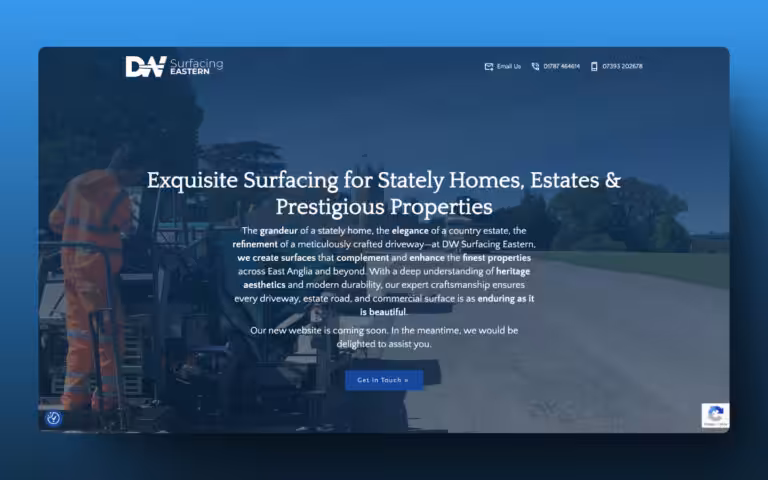Screenshot of the DW Surfacing Eastern website, built using Breakdance Builder, and Advanced Custom Fields. - WinuSoft | Breakdance Builder Specialist & Top UK Web Development Company