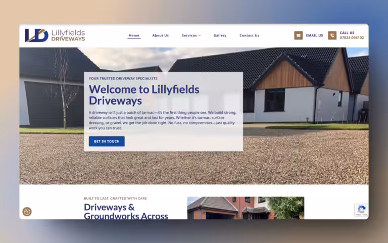 Screenshot of the Lillyfields Driveways website, built using Breakdance Builder, and Advanced Custom Fields. - WinuSoft | Breakdance Builder Specialist & Top UK Web Development Company