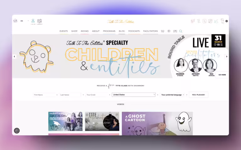 Screenshot of the Talk to the Entities website, designed by the TTTE team, built & developed by WinuSoft using Oxygen Builder, WooCommerce and Advanced Custom Fields, with custom CRM Integration. - WinuSoft | Oxygen Builder Specialist & Top UK Web Development Company