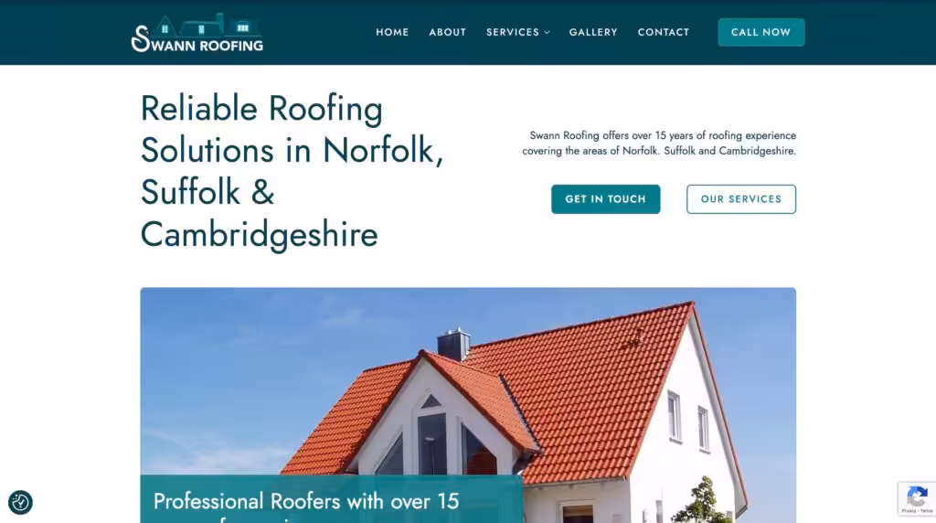 swann roofing website portfolio