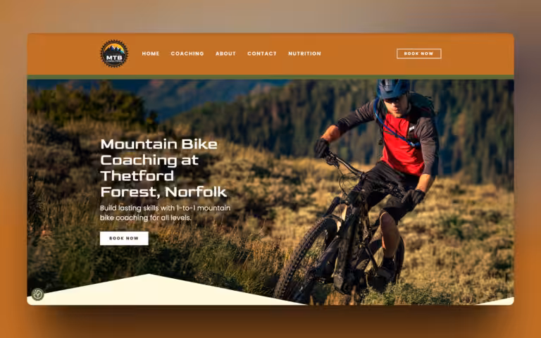 Screenshot of the MTB Coaching website, built using Breakdance Builder. - WinuSoft | Breakdance Builder Developer