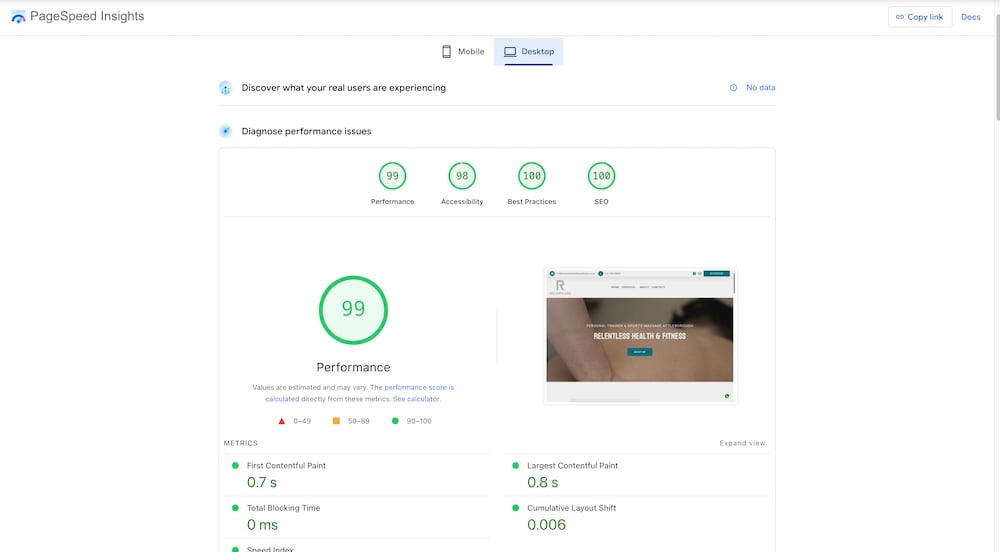 Performance report for Relentless Health and Fitness. – WinuSoft | Web Hosting and Maintenance for WordPress Websites